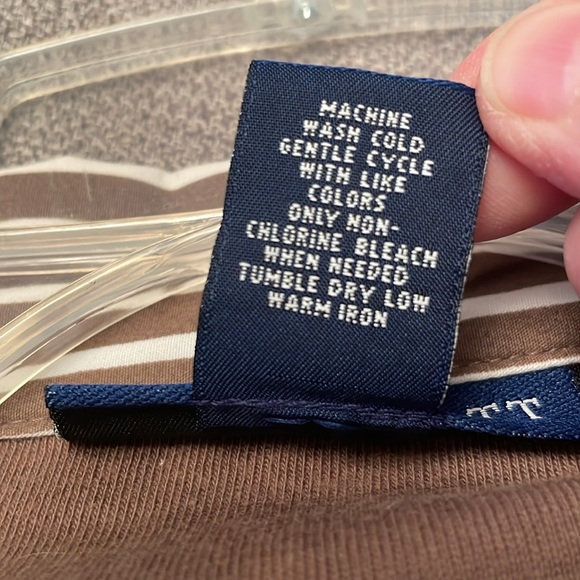 NWT KAREN SCOTT Pullover Top Brown with Stripes Accents - Picture 5 of 7